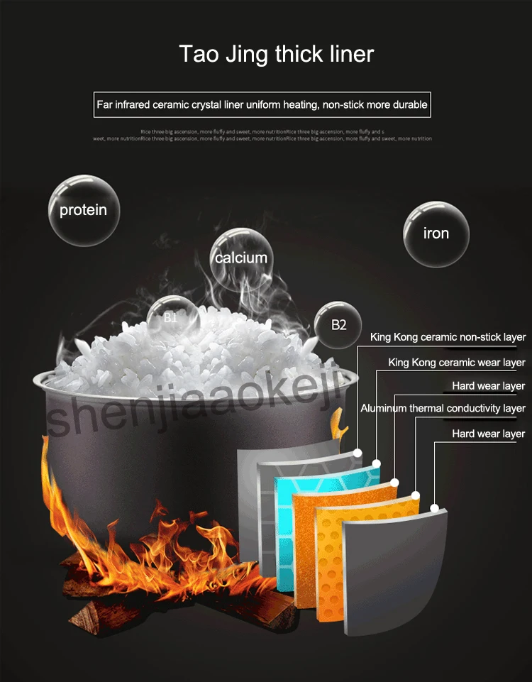 4L бытовой умная рисоварка 4-6 человек Тао Керамика вкладыш можете заказать рисоварка Керамика с украшением в виде кристаллов 220 В 800 Вт 1 шт