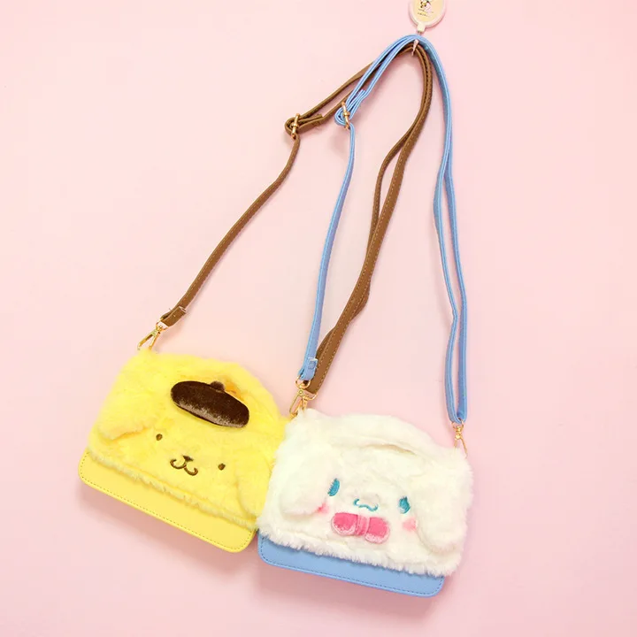 IVYYE 19cm Melody Cinnamoroll Fashion Anime Plush Shoulder Bags Soft Cartoon Tote Casual Fluffy Dolls Phone Bag Girls New