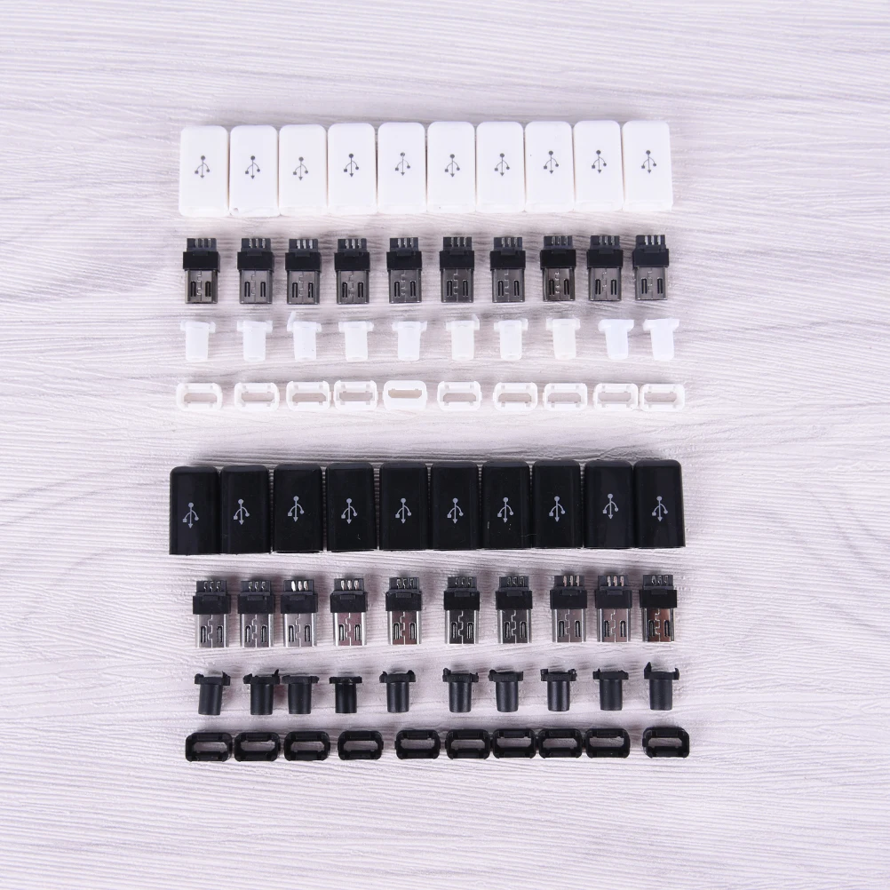 

Wholesale 10PCS DIY Micro USB Male Plug Connectors Kit Covers white/black