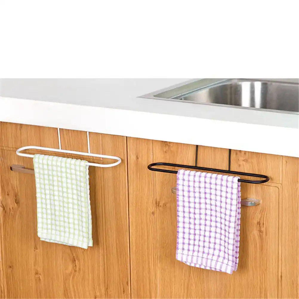 Iron Towel Rack Kitchen Cupboard Hanging Wash Cloth Organizer