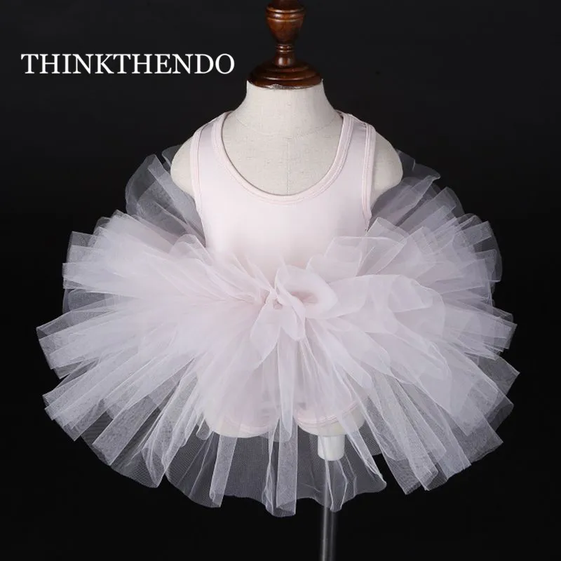 Балетное танцевальное платье-пачка для маленьких девочек многослойное однотонное боди из тюля подъюбник для вечернего платья без рукавов с оборками От 1 до 12 лет