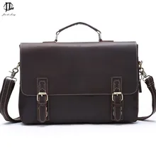 Деловая сумка портфель Crazy Horse кожа двойной ремень многослойная мужская сумка через плечо для ноутбука