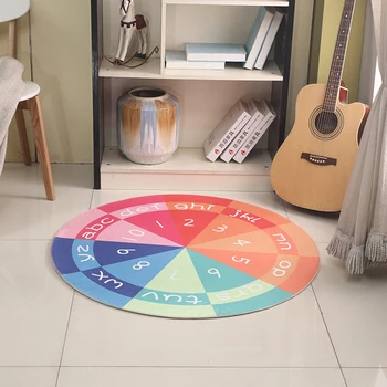 

EHOMEBUY Carpet Colorful Turntable Round Carpet Number Letter Funny Living Room Bedroom Floor Decor Home Hotel Anti Slip