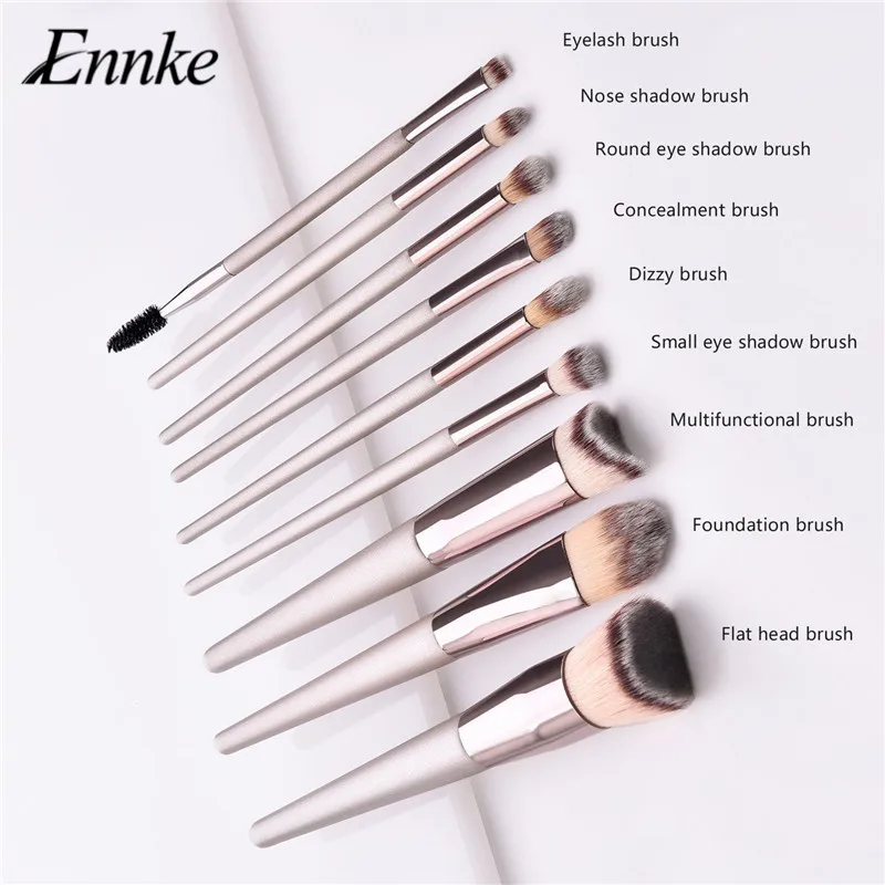 

9pcs makeup brushes champagne gold wood handle synthetic hair makeup brush set with foundation powder eyebrow eyelash brush