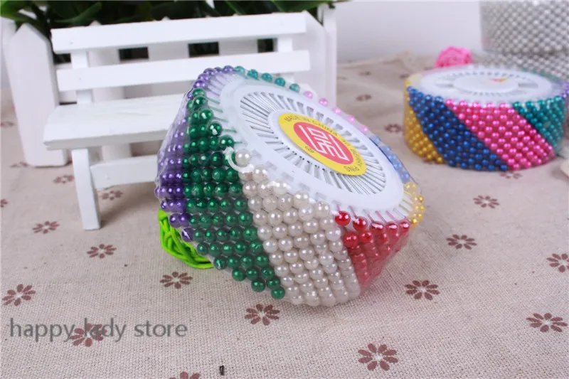 

2400pcs STRAIGHT PINS ASSORTED COLOR SEWING FAUX PEARL ROUND HEAD CORSAGE DECORATIVE PINS