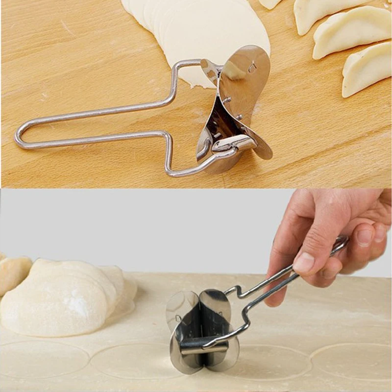 2pcs/set Pastry Tools DIY Dumpling Mold Dumpling Wrapper Cutter Making Machine Kitchen Tools Stainless Steel Jiaozi Maker Device