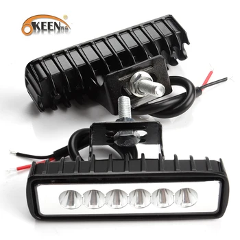

OKEEN 18w LED Work Light 12V Spotlight for Off Road Truck Bus Boat Fog Light Car Light Assembly ATV Daytime Running Light White