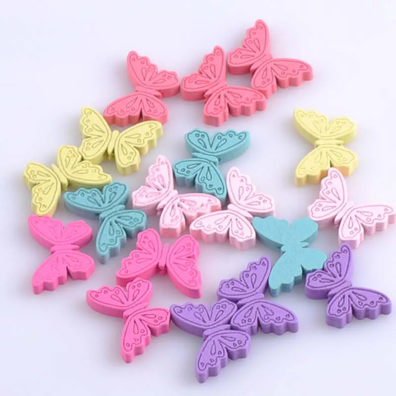 

50pcs Mixed Butterfly Pattern Wooden Spacer Beads For Jewelry making DIY 24x18mm MT1421X