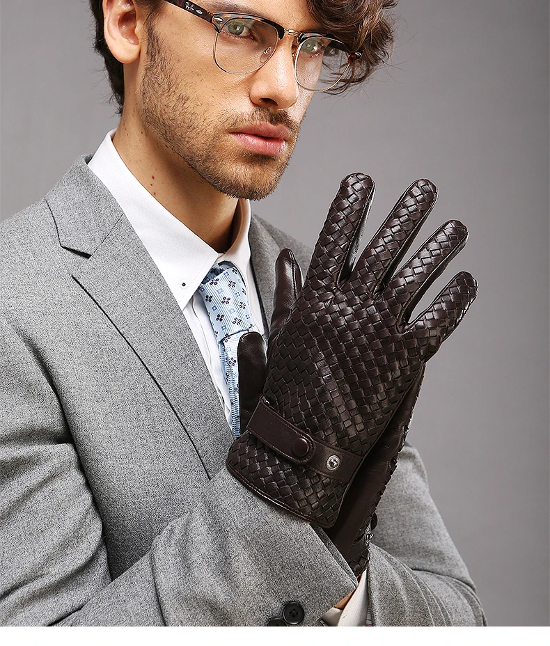 RY025NN Новые весенние/зимние мужские короткие перчатки из натуральной кожи мужские замшевые вязаные черные/коричневые варежки из овчины с защитой от холода Mex Luva