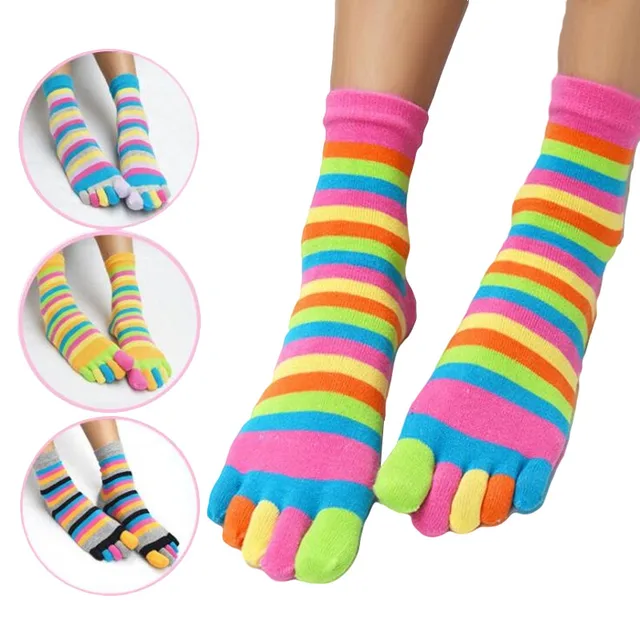 2017 Funny Rainbow Women Socks With Five Separate Toes Meia Colorida