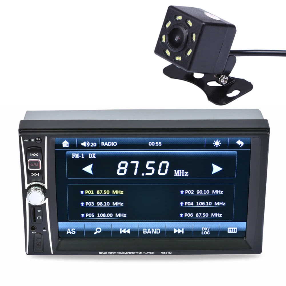 

6.5" 2 DIN Car Radio Touch Screen Bluetooth Handsfree Rearview Camera AUX Stereo Audio Video MP5 Player Car-charger Autoradio