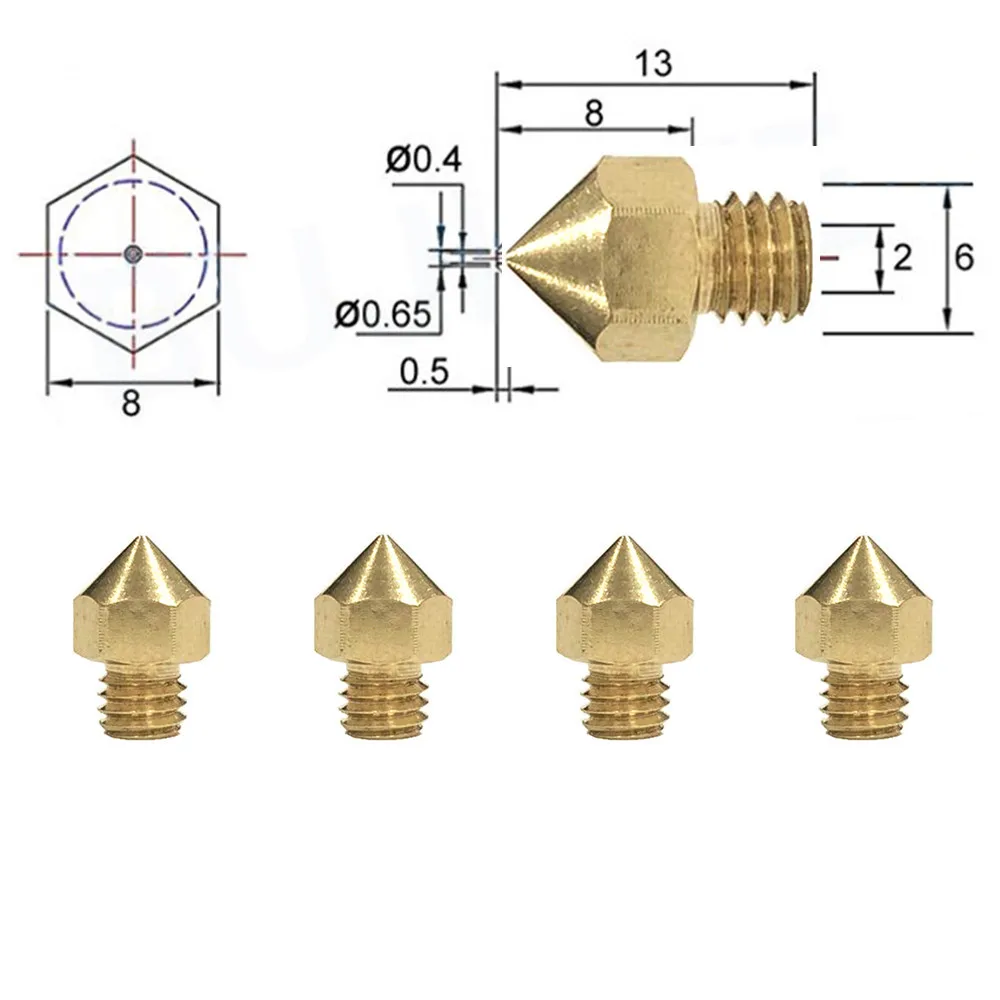 

5Pcs Makerbot MK8 Nozzle Impressora 3D Printer Extruder Nozzle for I3 Extruder