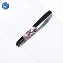 1PC Korean Style Pink Crystal Bowknot Elastic Hair Bands For Children Girls Sweet Hair Tie Rhinstone Rubber Bands Cute Hair Rope sweet style flared sleeves shirt with self tie bowknot