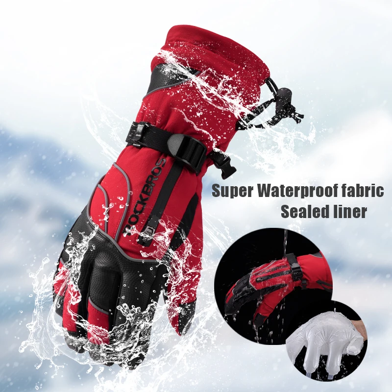 ROCKBROS термальные лыжные перчатки водонепроницаемый нагреватель сноуборд перчатки Снегоход Мотоцикл ветрозащитная Спортивная одежда для верховой езды велосипедные перчатки