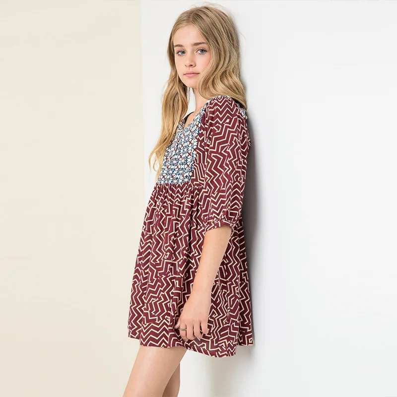 

Baby Girls Dress Autumn 2017 New Kids Print Party Dress for Girl Children Bohemian Fashion Clothes