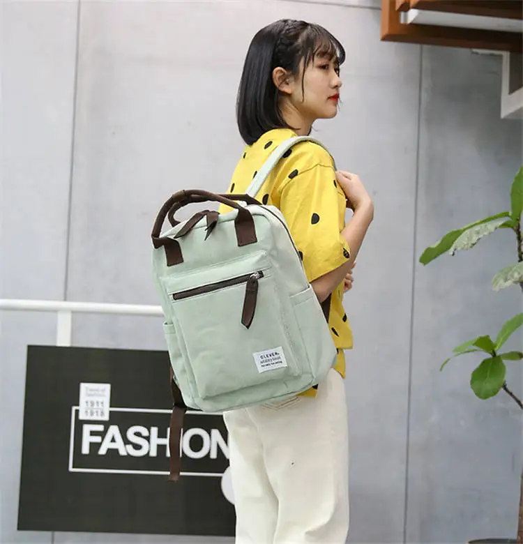 Корейский стиль, холщовый рюкзак для женщин, Простой Модный молодежный рюкзак для путешествий, школьная сумка для отдыха, сумка-тоут для девочки-подростка, сумка через плечо
