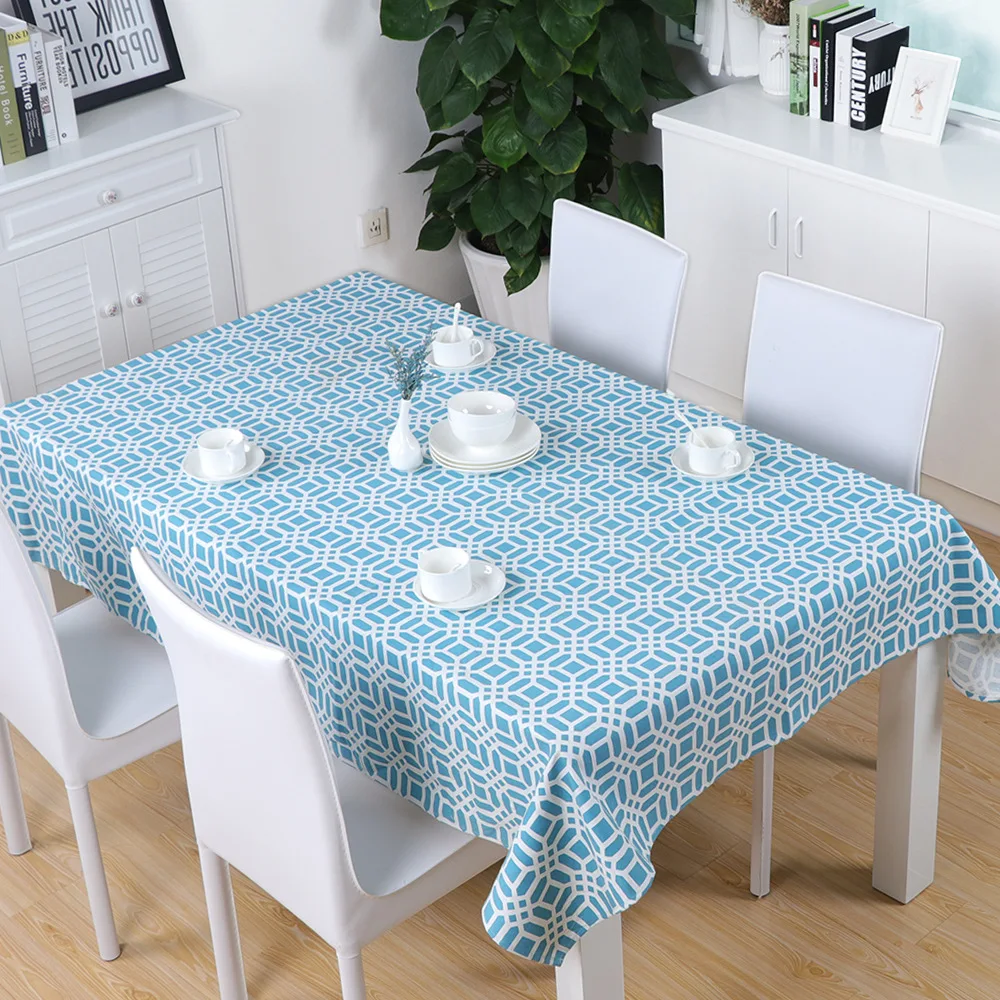 Decorative Table Cloth Polyester Cotton Vintage Green Blue Light