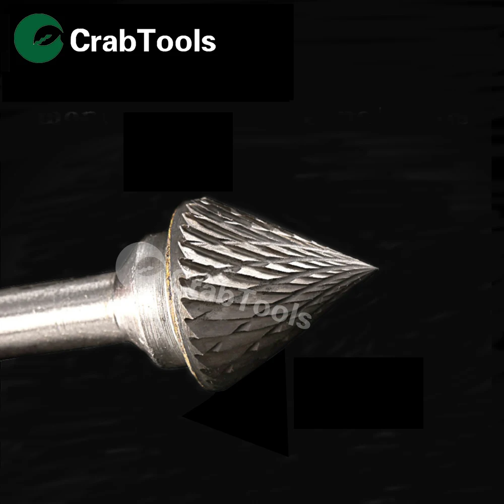 

Crab Tools 1PC Type J Single/Double Cut Tungsten Carbide Rotary Burr 60 DegreeTaper Rotary File CNC Metal Grinding