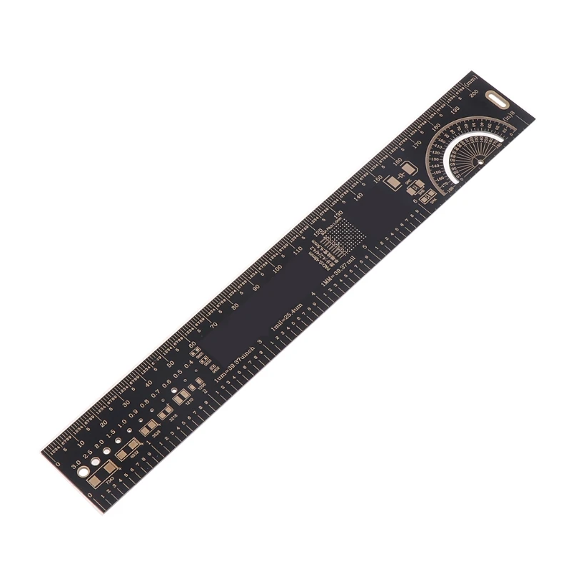 

1Pc 20cm PCB Ruler EDA Measuring Tool Reference Protractor Resistor Capacitor Chip W315