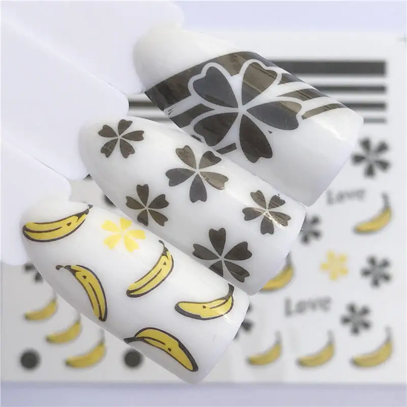 FWC 1 Sheet Nail Sticker Flower Decal Animal Flamingo Deer Butterfly Nail Art Water Transfer Slider Foils Decoration