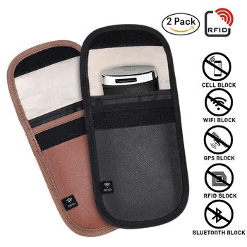 

2Pcs Car Key Phone Bag Car Fob Signal Blocker Faraday Bag Signal Blocking Bag Shielding Wallet Case for mobile Car Accessories