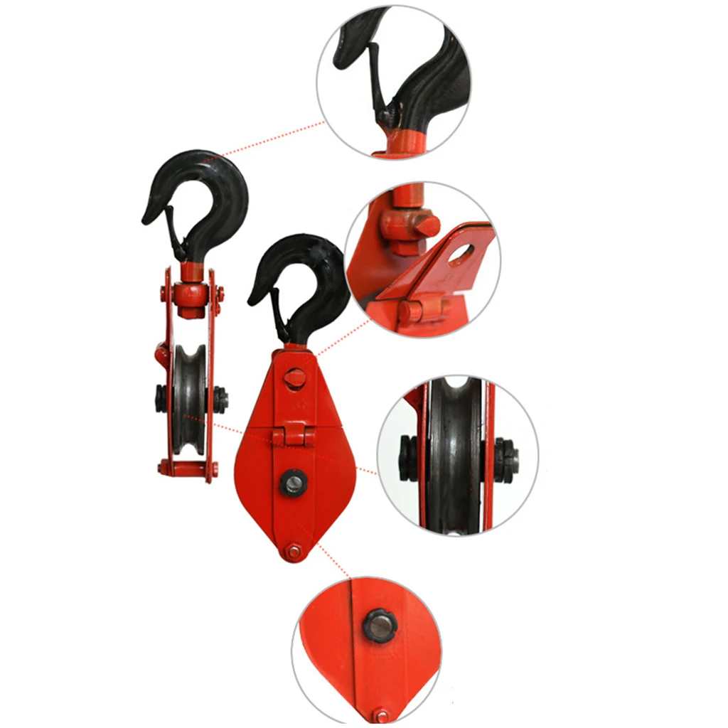 1102 lbs Poly Rope Hoist Pulley Wheel Block and Tackle Puller Lift Tools