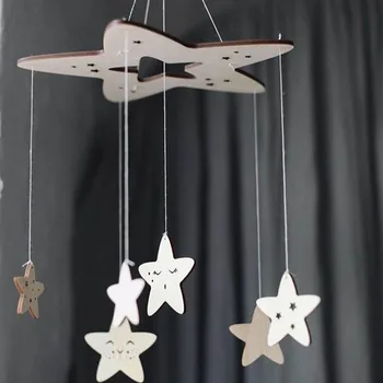 

Baby Rattles Mobile Wooden Wind Chimes Stars Bell Toys Kids Bed Hanging