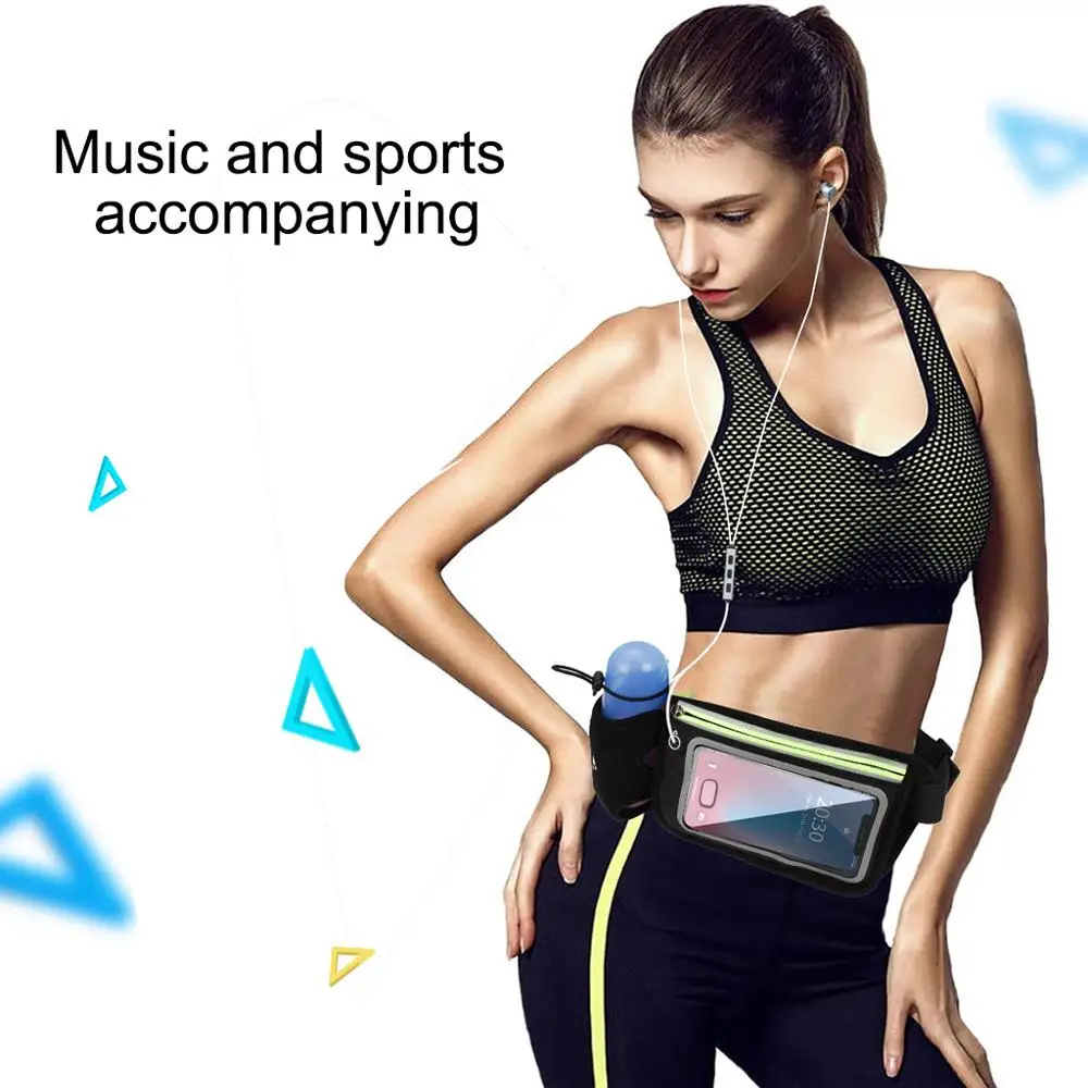 1X Running Bag Sports Waist Belt With Water Bottle Bag Sensitive Touch