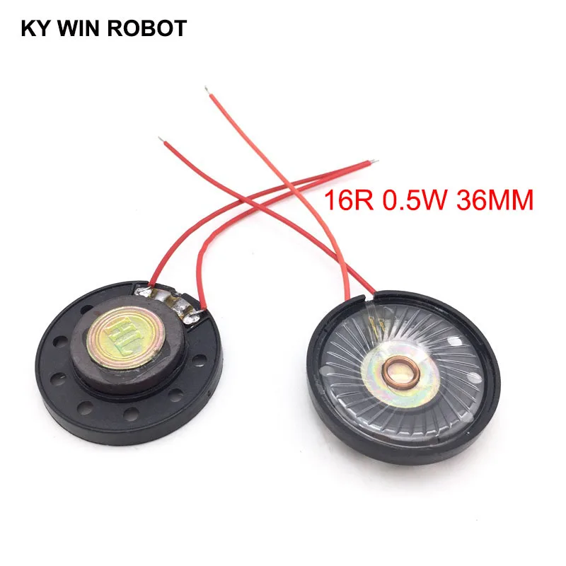 2 шт./партия, новая ультратонкая игрушка-Автомобильный рожок 16 Ом 0,5 Вт 0,5 Вт 16R Диаметр динамика 36 мм 3,6 см с проводом
