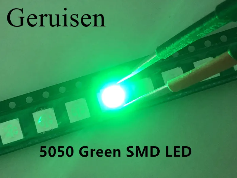 Ультраяркий светодиодный светильник 5050 SMD 3 чипа 9000 МКД 100 шт. светодиоды зеленый
