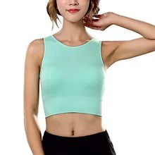 Спортивный бюстгальтер с мягкими чашечками, Женская майка для фитнеса с отстрочкой на спине, противоударное нижнее белье, тренировка Бег Йога, бюстгальтер для упражнений, укороченный топ