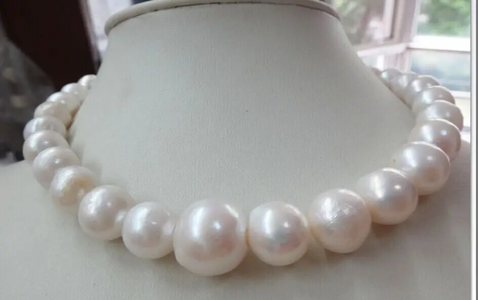 Здесь продается  18"12-14mm natural south sea genuine white nuclear near round pearl necklace  Ювелирные изделия и часы