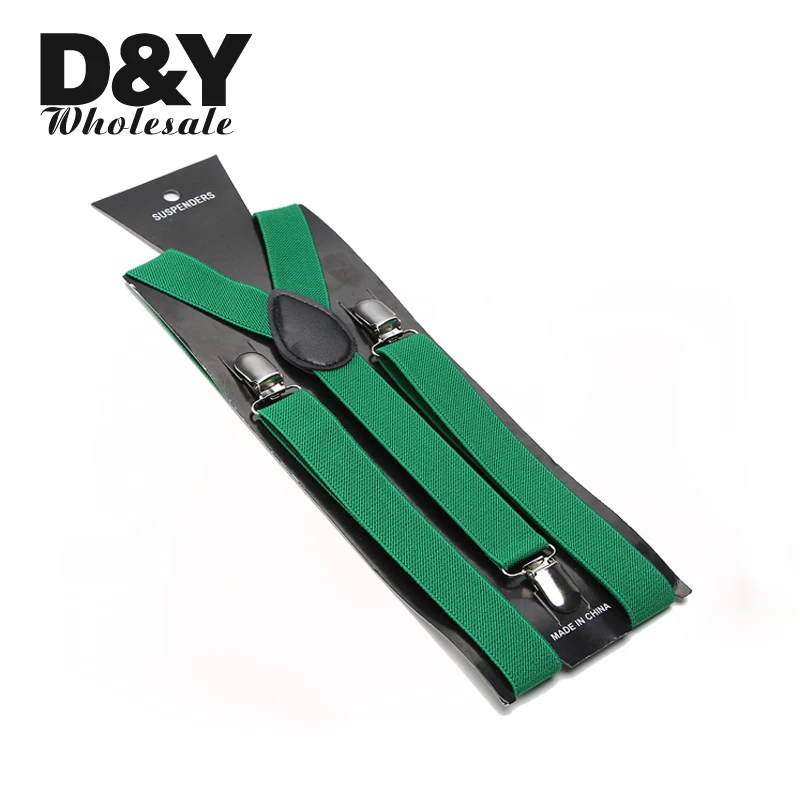 Unisex Clip-on Braces Elastic Black Plain Suspender suspenders