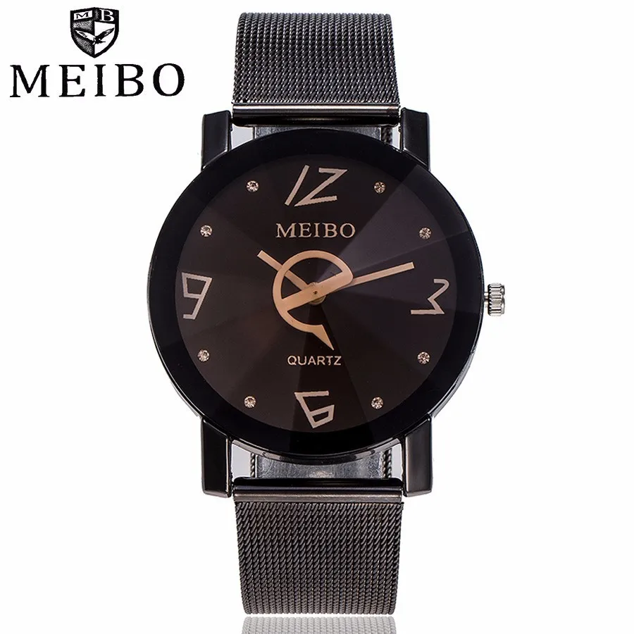 

MEIBO Brand Women Fashion Black Stainless Steel Watch Casual Ladies Quartz Watch Gift Clock Relogio Feminino