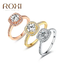 ROXI бренд Anillos модные ювелирные кольца для женщин белая роза золотой цвет Цирконий экологический горный хрусталь обручальные кольца