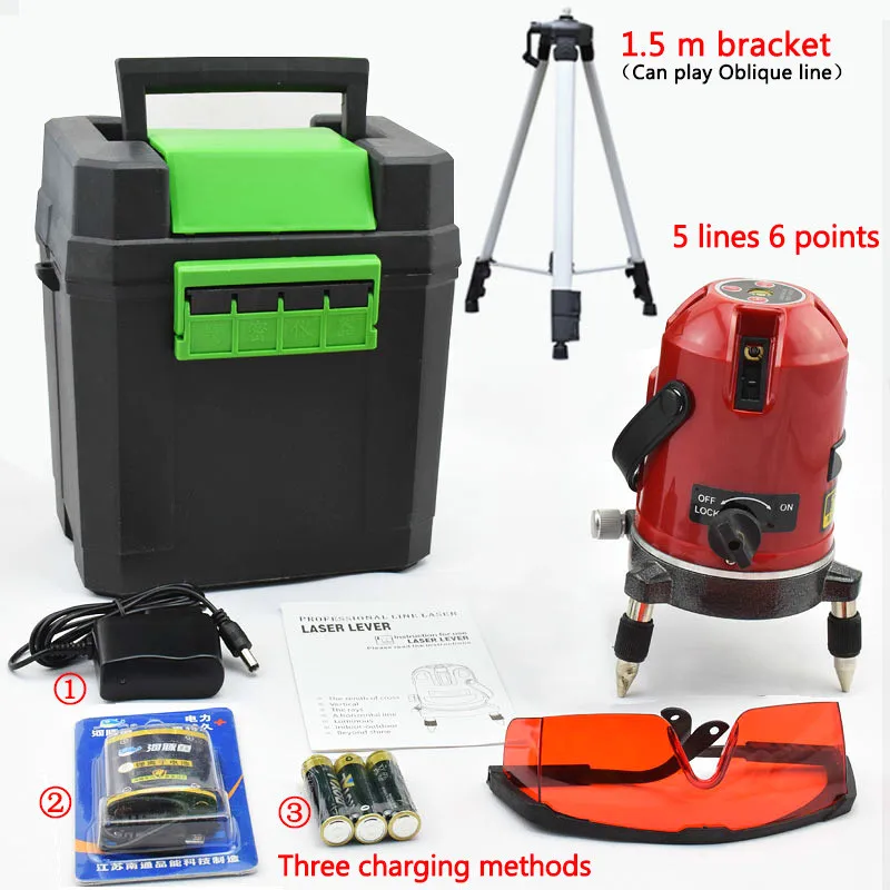 5 Lines 6 Points Laser Level with 150cm Tripod Slash Adaptor Red Beam Line Self-Leveling 360 degree 635nm Rotary laser Level 5 Lines 6 Points Laser Level with 150cm Tripod Slash Adaptor Red Beam Line Self-Leveling 360 degree 635nm Rotary laser Level