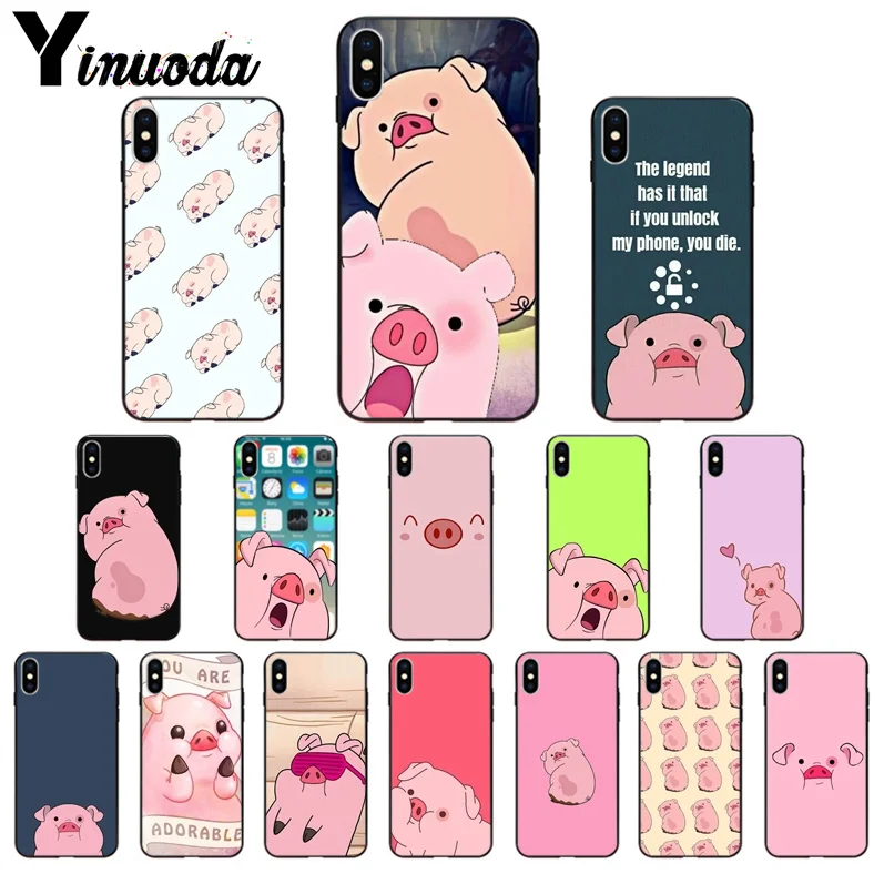 

Yinuoda Cartoon Anime Gravity Falls pig Black TPU Soft Silicone Phone Cover for Apple iPhone 8 7 6 6S Plus X XS MAX 5 5S SE XR