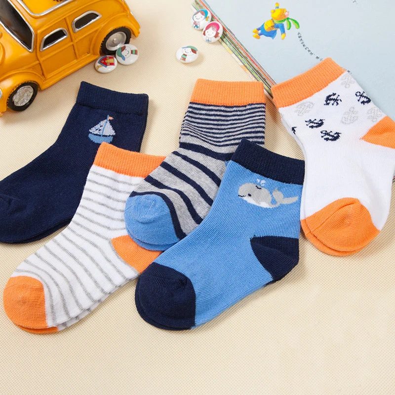 5 Pair/lot Toddle Baby Boy Socks Newborns Cotton Summer Autumn Cartoon Socks Infant Kids Short Socks for 0-2Years