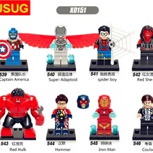 GUSUG 80 шт. X0151 Супер Герои Капитан Америка супер-адаптоид паук мальчик красный она-Халк молоток Коулсон Железный человек блоки игрушки