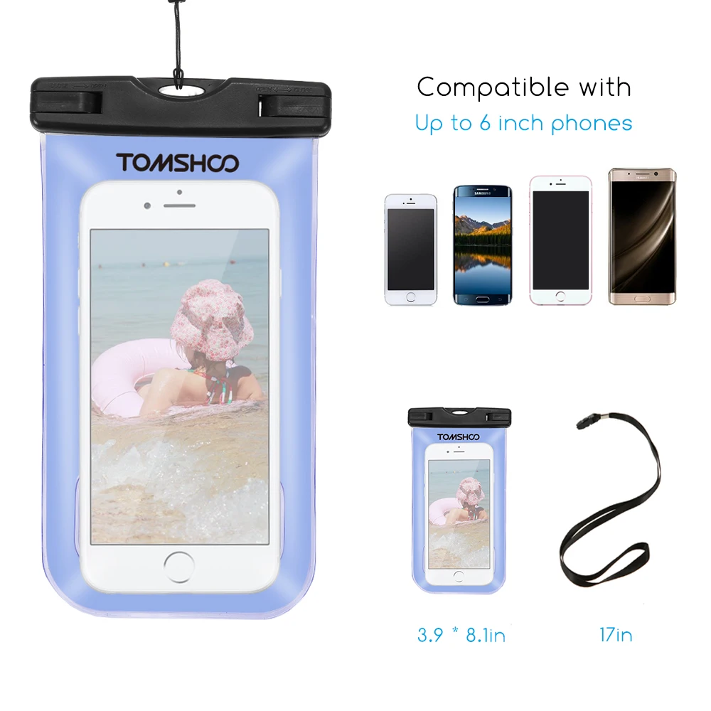 

IPX7 Waterproof Phone Case Dry Bag Pouch Slim transparent Cover Touch Screen Cellphone Case for 6.0" Devices