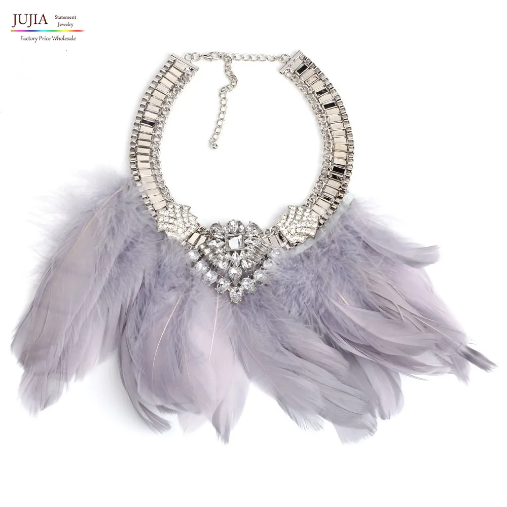 2016 new Z tassel necklace Fashion Chain long big feather Necklace Luxury Statement Necklaces bijoux Jewelry
