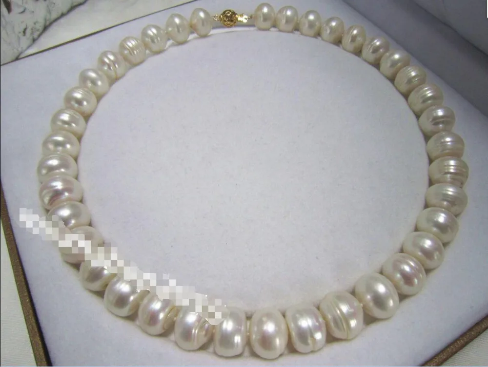 

Free Shipping >>>>> Baroque 18" 13x11 MM SOUTH SEA NATURAL White PEARL NECKLACE 14K GOLD CLASP