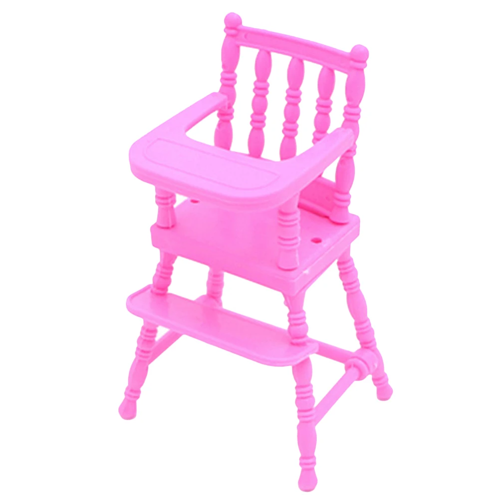 2Pcs=1pcs Baby Pink Mini Nursery High Chair with 1pcs Doll Stroller Carriage Doll House Furniture Accessories for Barbie Toy