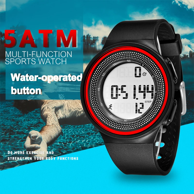 addies men quartz movement 50 meter waterproof swim led display fashion simple casual watch luminous wristwatch detachable 