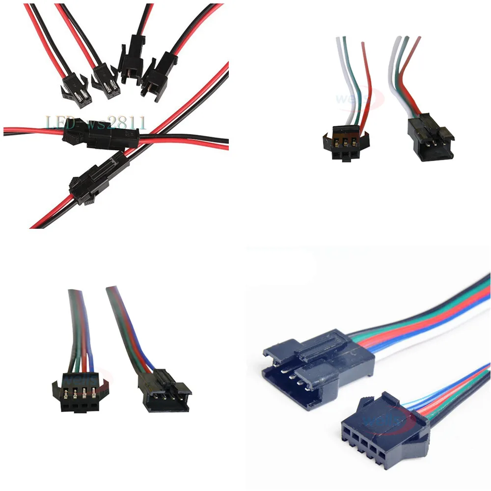 

10 Pair 3pin JST Connector Male & Female Cable Wire for WS2811 WS2812B RGB LED Strip