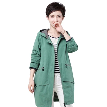

2019 Spring Autumn Middle-aged Women Windbreake Women's New Large size Trenh Coat Female Fashion Slim Overcoats Outerwear L-4XL