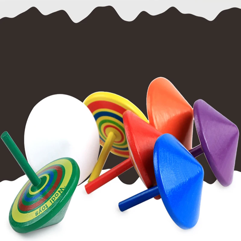 Детские Мини-Мультяшные Разноцветные деревянные вращающиеся игрушки из дерева с гироскопом, Классическая Игрушка для обучения детей, развивающие игрушки