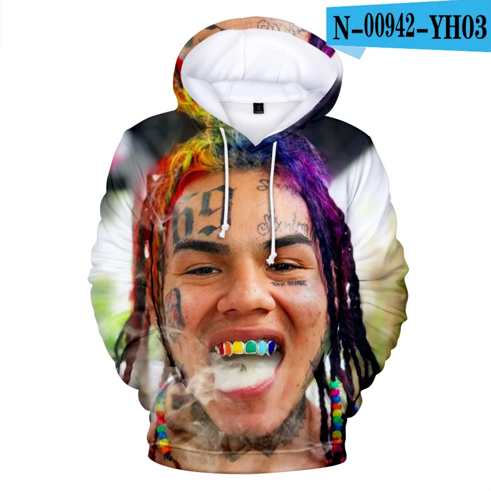 3D 6ix9ine Tekashi69 толстовки с капюшоном певица реперские кепки в стиле