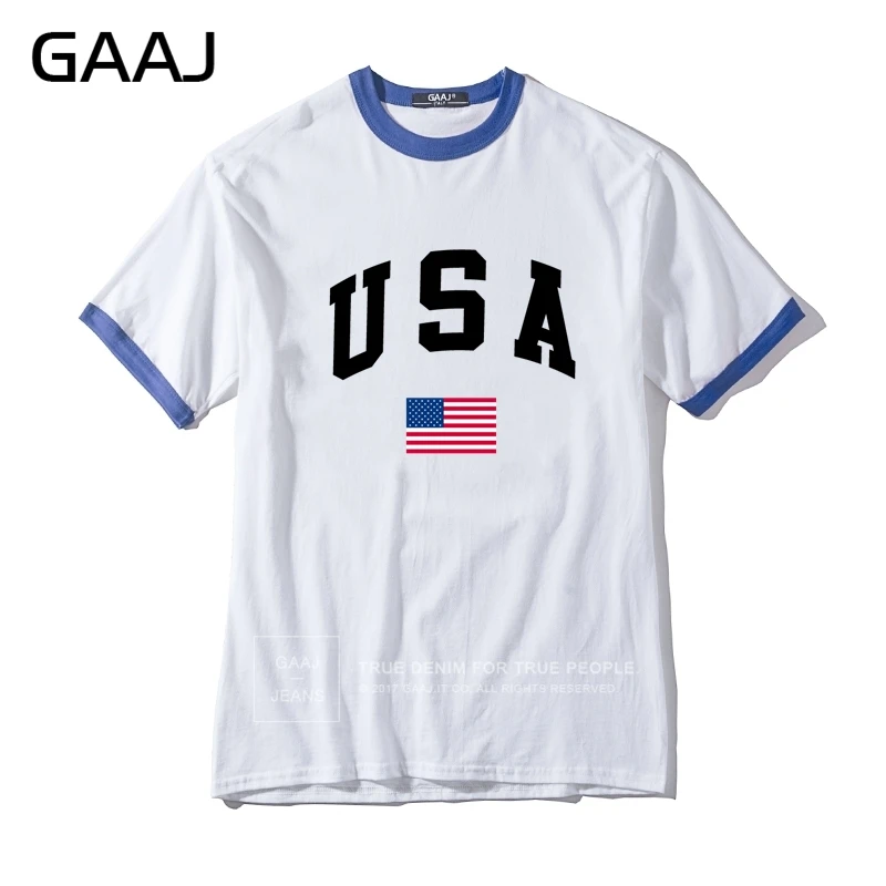 GAAJ, американский флаг, мужская и женская футболка унисекс, хит, цветная одежда с воротником, Мужская футболка, Мужская модная забавная футболка с длинным рукавом, бренд - Цвет: Ring spun Blue