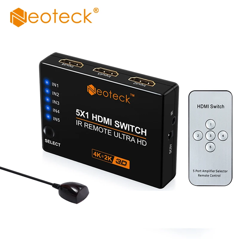 Коммутатор Neoteck 4K 1080P с 5 портами HDMI сплиттер концентратор входами 1 выход 3D бокс ИК